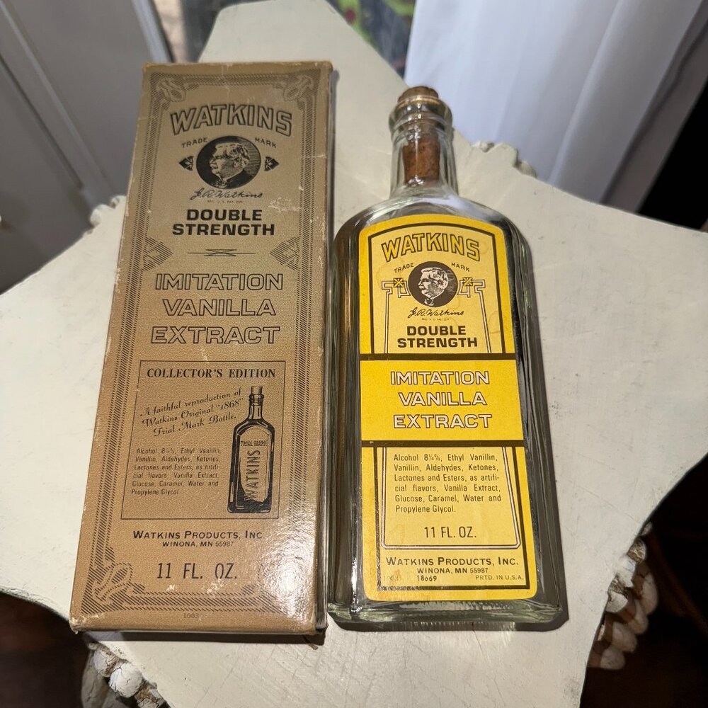 Antique 1930's Labeled Medicine Watkins Imitation Vanilla Extract  Apothecary